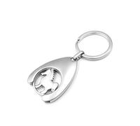 JA Horse Schlüsselanhänger mit Einkaufswagenchip Einkaufswagenlöser Einkaufswagen Einkaufschip chip Tool Pferd reiten Metall Wassertropfenform Silber (Pony stehen)