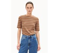 ARMEDANGELS JAANISARA FINE STRIPE - Frauen Slim Fit T-Shirt - mehrfarbig XL pale umber-oatmilk