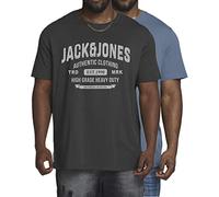 Jack and Jones Große Größe T-Shirt für Herren - Übergröße Shirt Männer T-Shirt 3XL bis 6XL - einzeln und Multi-Set (Doppelpack 06, 3XL)