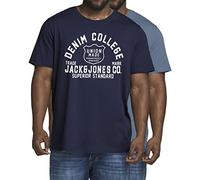 Jack and Jones Große Größe T-Shirt für Herren - Übergröße Shirt Männer T-Shirt 3XL bis 6XL - einzeln und Multi-Set (Doppelpack 04, 3XL)