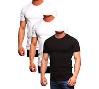 Jack and Jones Herren Basic T-Shirt 3er Pack Tee V-Neck und O-Neck Ausschnitt Slim Fit Weiß Schwarz Blau Grau Rot (O-Neck 3er Mix 4 (2xWhite/1xBlack, XL))