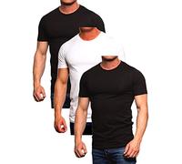 Jack and Jones Herren Basic T-Shirt 3er Pack Tee V-Neck und O-Neck Ausschnitt Slim Fit Weiß Schwarz Blau Grau Rot (O-Neck 3er Mix 1 (2xBlack/1xWhite, XL))
