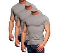 Jack and Jones Herren Basic T-Shirt 3er Pack Tee V-Neck und O-Neck Ausschnitt Slim Fit Weiß Schwarz Blau Grau Rot (O-Neck 3er Pack Light Grey, S)