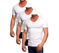 Jack and Jones Herren Basic T-Shirt 3er Pack Tee V-Neck und O-Neck Ausschnitt Slim Fit Weiß Schwarz Blau Grau Rot (V-Neck 3er Pack White, XL)