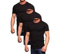 Jack and Jones Herren Basic T-Shirt 3er Pack Tee V-Neck und O-Neck Ausschnitt Slim Fit Weiß Schwarz Blau Grau Rot (O-Neck 3er Pack Black, L)