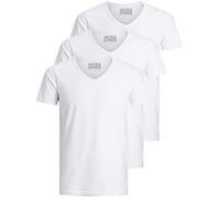 Jack and Jones Herren T-Shirt Basic V-Ausschnitt 3er Pack Einfarbig Slim Fit in Weiß Schwarz Blau Grau