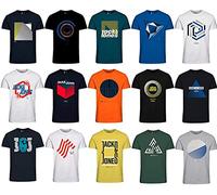 Jack and Jones Herren T-Shirt Slim Fit mit Aufdruck im 3er Oder 6er Mix Pack/Set mit Rundhals Marken Sale S M L XL XXL (9er Mix Pack, S)