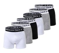 Boxershorts JACK & JONES "Boxershort SENSE TRUNKS 3 PACK 6er Pack", Herren, Gr. XXL, bunt (schwarz, grau, weiß), Obermaterial: 95% Baumwolle CO. 5% Elasthan EL., Unterhosen (77054330-XXL) schwarz, gra