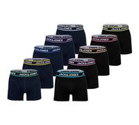 Boxershorts JACK & JONES "Boxershort JACLIMES SOLID TRUNKS 10 PACK 10er Pack", Herren, Gr. L, bunt (schwarz, blau), Obermaterial: 95% Baumwolle CO. 5% Elasthan EL., Unterhosen (41008264-L) schwarz, bl