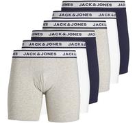 JACK AND JONES JACK&JONES Herren Boxershorts, 6er Pack - JACSOLID, Baumwoll-Stretch, einfarbig (TB_12229576-6P) M Grau/Weiß/Navy