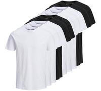JACK&JONES Herren T-Shirt, 10er Pack - JJEORGANIC BASIC TEE O-NECK, Kurzarm, Bio-Baumwolle Schwarz/Weiß 2XL