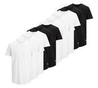 JACK&JONES Herren T-Shirt, 10er Pack - JJENOA, kurzarm, Rundhals, Baumwolle, einfarbig Weiß/Schwarz / 2XL XXL Mehrfarbig