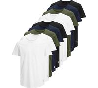 JACK&JONES Herren T-Shirt, 10er Pack - JJENOA, kurzarm, Rundhals, Baumwolle, einfarbig Weiß/Grün/Blau/Schwarz 2XL