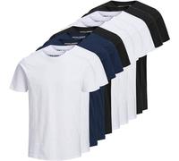JACK AND JONES JACK&JONES Herren T-Shirt, 10er Pack - JJEORGANIC BASIC TEE O-NECK, Kurzarm, Bio-Baumwolle (TB_12191190-10P) L Schwarz/Weiß/Marineblau