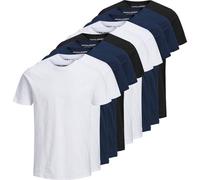 JACK&JONES Herren T-Shirt, 10er Pack - JJEORGANIC BASIC TEE O-NECK, Kurzarm, Bio-Baumwolle Weiß/Marineblau/Schwarz S