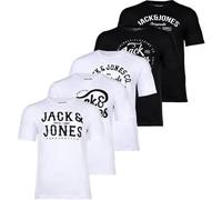 T-Shirt JACK & JONES "T-Shirt JJLEOGRA TEE CREW NECK 5PK 5er Pack", Jungen, Gr. XL, weiß (weiß, schwarz), Obermaterial: 100% Baumwolle CO., Shirts T-Shirt (31501416-XL) weiß, schwarz