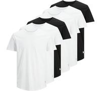 JACK&JONES Herren T-Shirt, 6er Pack - JJENOA TEE 6PK, Kurzarm, Bio-Baumwolle, einfarbig Weiß/Schwarz 2XL