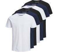 T-Shirt JACK & JONES "T-Shirt JJEORGANIC BASIC TEE O-NECK 3PK 6er Pack", Herren, Gr. M, bunt (weiß, marineblau, schwarz), Obermaterial: 100% Baumwolle CO(Bio)., Shirts T-Shirt (29154360-M) weiß, marin