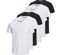 JACK&JONES Herren T-Shirt, 6er Pack - JJEORGANIC BASIC TEE O-NECK, Kurzarm, Bio-Baumwolle Weiß/Schwarz XL