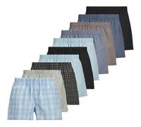 JACK&JONES Herren Web-Boxershorts, 10er Pack - JACMILANO WOVEN BOXERS 10 PACK, Baumwolle Schwarz/Braun/Blau/Grau S