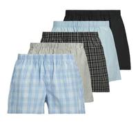Jack & Jones Herren Web-Boxershorts JACMILANO WOVEN BOXERS 5 PACK 100% Baumwolle Schwarz/Grau/Blau S