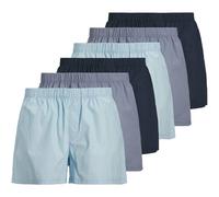 Webboxer JACK & JONES "Web-Boxershorts JACMILANO WOVEN BOXERS 6 PACK 6er Pack", Herren, Gr. S, bunt (blau, dunkelblau), Obermaterial: 100% Baumwolle CO., Unterhosen (17634712-S) blau, dunkelblau