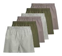 JACK&JONES Herren Web-Boxershorts, 6er Pack - JACMILANO WOVEN BOXERS 6 PACK , Baumwolle Grün/Weiß/Braun L