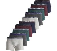 JACK&JONES Jungen Boxershorts, 10er Pack - JACOLIVER TRUNKS, Baumwoll-Stretch, Logobund Grau/Blau/Grün/Rot 164