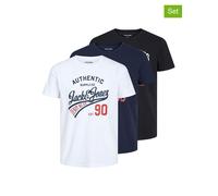 Jack & Jones 3er-Set: Shirts in Weiß - Größe M | Herren Plussize
