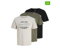 T-Shirt mit Label-Print Modell 'ETHAN' im 3er-Pack XL men Oliv