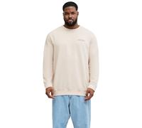 Sweatshirt "JJEARCHIVE GRAPHIC SWEAT CN NOOS PLS", Herren, Gr. 3XL, beige (moonbeam), angeraute Sweatware, Obermaterial: 80% Baumwolle, 20% Polyester, JACK & JONES PLUSSIZE, unifarben, relaxed fit nor