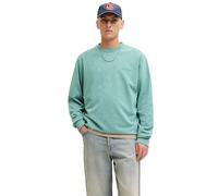 Sweatshirt JACK & JONES "JJEARCHIVE GRAPHIC SWEAT CREW NECK NOOS", Herren, Gr. M, mineral blau, angeraute Sweatware, Obermaterial: 80% Baumwolle, 20% Polyester, bedruckt, normal, Rundhals, Rippbündche