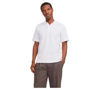 Poloshirt JACK & JONES "JJEAUSTIN POLO SS NOOS", Herren, Gr. XS, weiß (weiß detail:classic), Jersey, Obermaterial: 58% Polyester, 40% Baumwolle, 2% Elasthan, bestickt, unifarben, regular fit normal, o