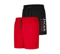 JACK & JONES Badehose Herren lang Regular fit Badeshorts 2er Pack JPSTMAUI Swim Mix Kurze Hosen Schwimmhose Shorts, Größe:M, Farbe:Pack 1 (True RED)