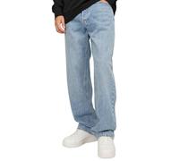JACK & JONES Baggy Jeans Herren - Loose Fit Jeanshose aus 100% Baumwolle ohne Stretch in Blau, High-Rise Bund, Stonewashed Used-Look, Weite Beinöffnung & Knopfleiste für Streetwear & Freizeit