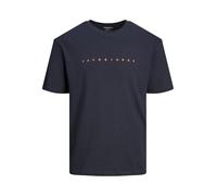 JACK & JONES Basic T-Shirt Logo Print Kurzarm Shirt Rundhals Shortsleeve Plus Size Übergröße JJESTAR, Farben:Dunkelblau, Größe:XXL