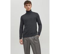 Herren Jack & Jones Dünner Rollkragen Strickpullover | Klassischer Rundhals Sweater | Langarm Basic JJEEMIL, Farben:Dunkelgrau, Größe Pullover:XXL