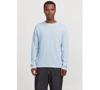 JACK & JONES Strickpullover mit geripptem Rundhalsausschnitt Modell 'GEORGE' in Hellblau Melange, Größe XXL