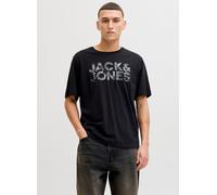 Kurzarmshirt JACK & JONES "JJEJEFF LOGO TEE SS SN", Herren, Gr. XS, schwarz, Jersey, Obermaterial: 100% Baumwolle, bedruckt, normal, Shirts Kurzarmshirt, mit Logoprint (94246513-XS)