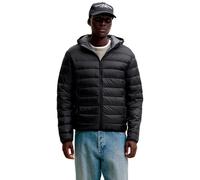 Steppjacke JACK & JONES "JJEBERG LIGHT DOWN PUFFER HOOD NOOS", Herren, Gr. XL, schwarz, Web, Obermaterial: 100% Nylon, unifarben, normal normal, elastischer Bund, Jacken Steppjacke, Kunstfaser, normal