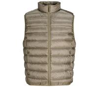 Steppweste JACK & JONES "JJEBERG LIGHT DOWN BODYWARMER NOOS", Herren, Gr. XS, beige (vetiver), Web, Obermaterial: 100% Nylon, unifarben, regular fit normal, Westen Steppweste, Kunstfaser, regular fit