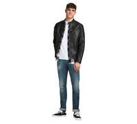 Jack & Jones Bikerjacke Rocky aus schwarzem Leder XXL Regular Fit