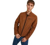 Jack & Jones Bikerjacke Rocky in hellbrauner Wildlederoptik M Regular Fit