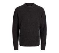 Rundhalspullover JACK & JONES "JJBLAKE KNIT CREW NECK SN", Herren, Gr. XS, dunkelgrau melange, Strick, Obermaterial: 74% Polyacryl, 18% Baumwolle, 8% Polyester, unifarben, relaxed fit normal, Rundhals