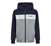 JACK & JONES - Softshelljacke JJERUSH BLOCKING HOOD BOMBER in grau/blau Gr.140