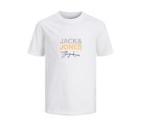 Jack & Jones T-Shirt Jorcanggu Rundhals Junior – bedruckt, 100% Baumwolle, Weiß, Gr. 176