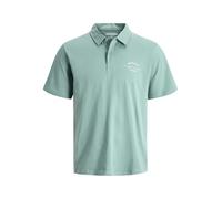 JACK & JONES Poloshirt mit Label-Print Modell 'BRANDON' in Petrol, Größe XL