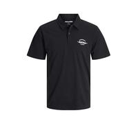 JACK & JONES Poloshirt mit Label-Print Modell 'BRANDON' in Black, Größe XL