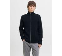 Strickjacke JACK & JONES "JJEPERFECT KNIT ZIP CARDIGAN SN", Herren, Gr. S, schwarz, Strick, Obermaterial: 50% Baumwolle, 50% Polyester, unifarben, slim fit hüftbedeckend, hoch geschlossener Ausschnitt