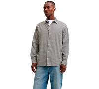 Langarmhemd JACK & JONES "JJCARTER CHECK SHIRT LS SN", Herren, Gr. XL, N-Gr, grau (cloud dancer), Web, Obermaterial: 100% Baumwolle, kariert, relaxed fit normal, ohne Ausschnitt, 2-Knopf-Manschette, H
